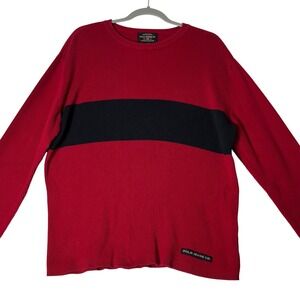 Vintage Polo Jeans Co. Mens Pullover Sweater Shirt Medium 90s Y2K Red Black